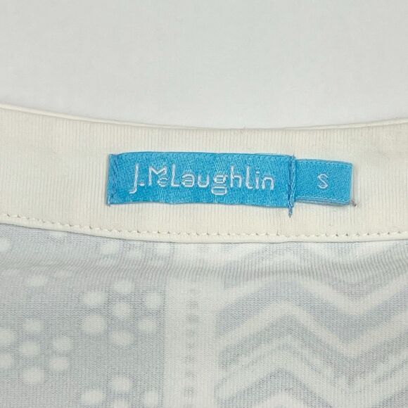 J McLaughlin Biscayne Catalina Cloth Blue Floral 3/4 Sleeve Knit Tunic Top Small - Picture 6 of 8